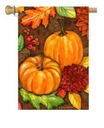 Decorative House & Garden Flag or Doormat - Pumpkins & Leaves (Select Flag or Doormat: 28" x 40")