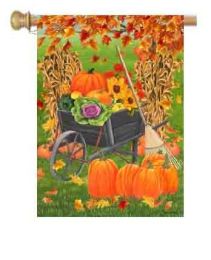 Outdoor Decorative Garden or House Flag - Harvest Wagon (Flag size: 28" x 40")