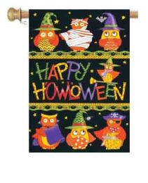 Decorative House & Garden Flag or Doormat - Howloween Owls (Select Flag or Doormat: 28" x 40")