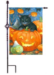 Outdoor Decorative Garden or House Flag - Black Cat Pumpkin (Flag size: 12.5" x 18")