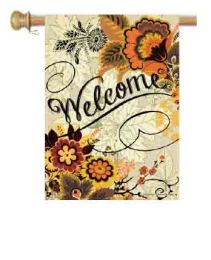 Outdoor Decorative Garden or House Flag - Fall Floral Welcome (Flag size: 28" x 40")