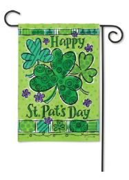 Outdoor Decorative Garden or House Flag - Clover Trio (Flag size: 12.5" x 18")