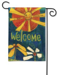 Sunny Welcome Summer Season Flag & Mat Set (Select Flag or Doormat: 12.5" x 18")