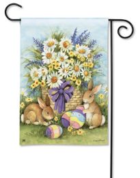 Easter Bunnies Spring Seasonal Flag and Mat Collection (Select Flag or Doormat: 12.5" x 18")