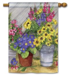 Blossom Bucket Spring Decorative Doormat and Flag Collection. (Select Flag or Doormat: 28" x 40")