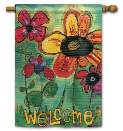 Garden Welcome Spring Seasonal Decorative Flag & Mat Collection (Select Flag or Doormat: 28" x 40")