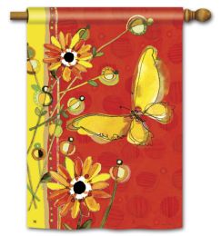 Yellow Butterfly Seasonal Garden or House Flag and Doormat (Select Flag or Doormat: 28" x 40")