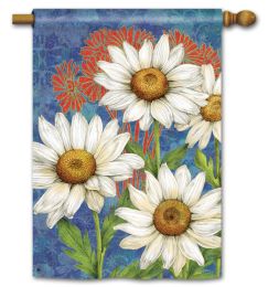 Designer Daisies Spring Floral Decorative Flag & Mat Set (Select Flag or Doormat: 28" x 40")