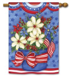 American Beauty Patriotic Floral Flag & Mat Collection (Select Flag or Doormat: 28" x 40")
