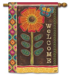 Gypsy Garden Spring Decorative Welcome Flag & Mat Collection (Select Flag or Doormat: 28" x 40")