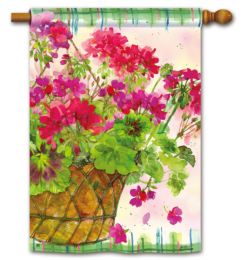 Geranium Basket Decorative Garden and House Flag & Doormat (Select Flag or Doormat: 28" x 40")