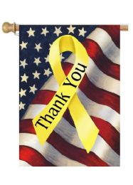 Patriotic Thank You Ribbon Garden or House Flag (Flag size: 28" x 40")