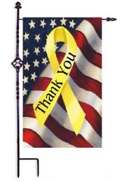 Patriotic Thank You Ribbon Garden or House Flag (Flag size: 12.5" x 18")