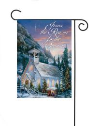 Country Church Holiday Seasonal Winter Garden or House Flag (Flag size: 12.5" x 18")